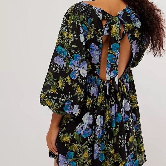 NEW Free People Beck Mini Dress In Black Combo - Picture 14 of 14